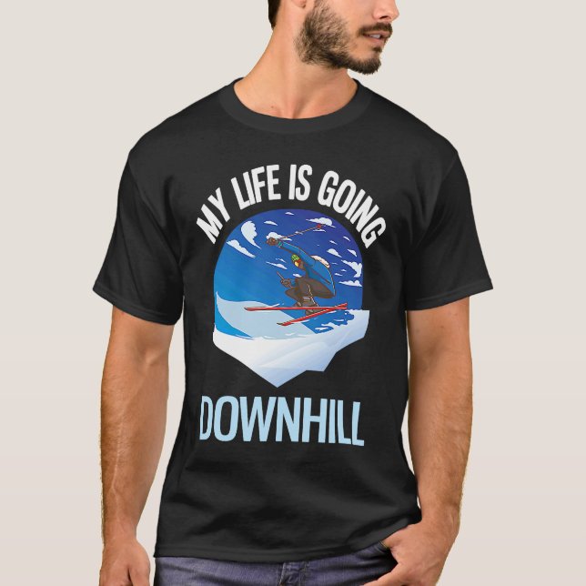 Powder Skiing mitt liv går bakåt T Shirt (Framsida)