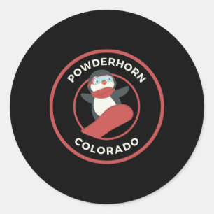 Powderhorn Colorado Snowboarding Penguin Snowboard Runt Klistermärke