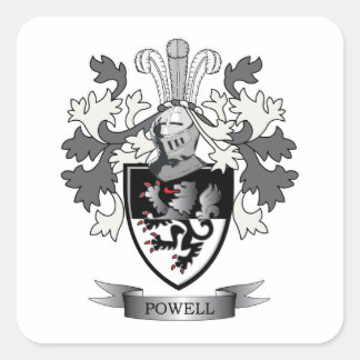 Powell Family Crest Jackar om Arm Fyrkantigt Klistermärke