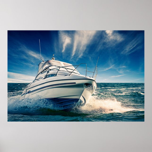 Power Boat kommer in i Chichester Harbour Poster (Framsidan)