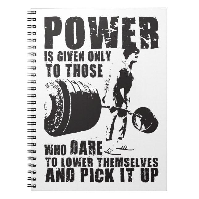 POWER - Bodybuilding Motivational Anteckningsbok Med Spiral (Framsidan)