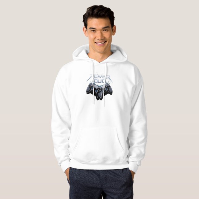 Power Duo Sleek Grått Gaming Hoodie Sweatshirt (Hel framsida)