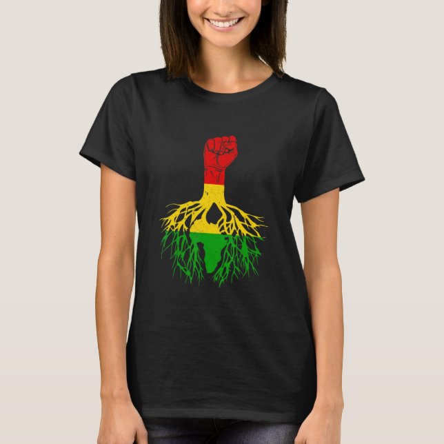 Power Fist Africa Roots Melanin Queen King Black H T Shirt (Framsida)