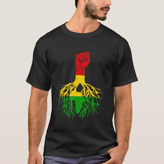 Power Fist Africa Roots Melanin Queen King Black H T Shirt (Framsida)