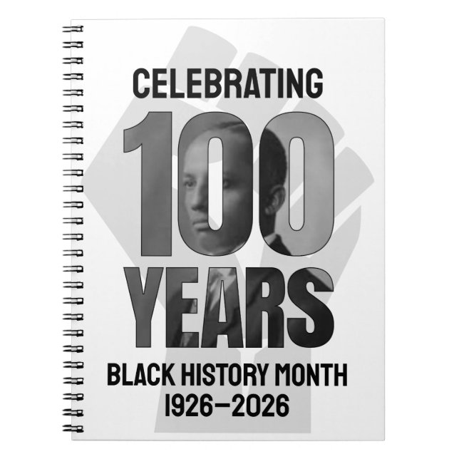 Power Fist BLACK HISTORY MONTH CENTENNIAL  Anteckningsbok (Framsidan)