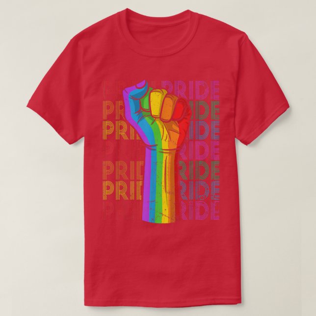 Power Fist LGBT Gay Lesbisk Transgender Bisexual P T Shirt (Design framsida)