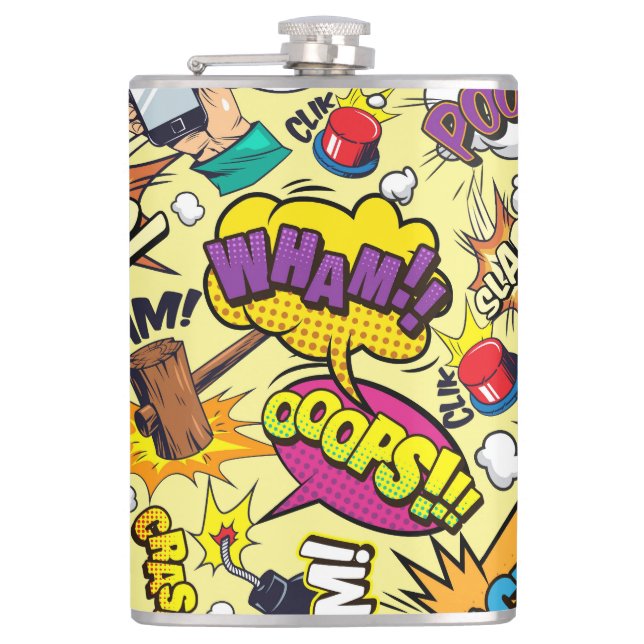 Power Flask för popup-kontur - Retro Tecknad Desig Fickplunta (Framsidan)
