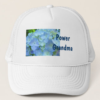 Power Grandma hats Blue Hydrangea Flowers Truckerkeps