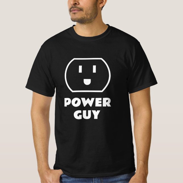 Power Guy socket till skjortan. Roligt T för elekt Shirt (Framsida)