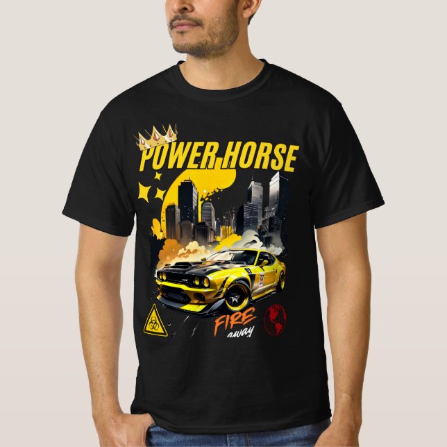 Power Horse Muscle Car Graphic T-Shirt (Framsida)