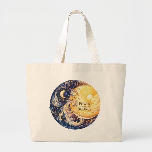 “Power in the Balance” Celestial Art Tote Bag Jumbo Tygkasse (Framsidan)