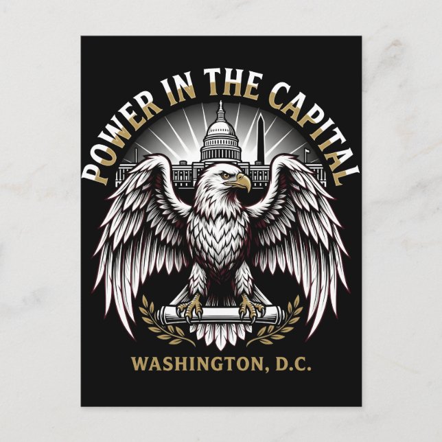 Power in the Capital Washington DC Bald Eagle Art Vykort (Framsida)