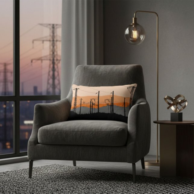 Power Line Sunset Design Modern  Prydnadskudde (Skapare uppladdad)