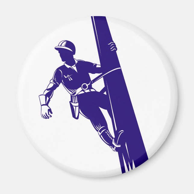 Power Lineman Electrician Electriker Worker Magnet (Framsidan)