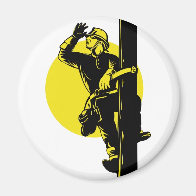 Power Lineman Electrician Electriker Worker Magnet (Framsidan)
