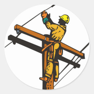 Power Lineman Electrician Electriker Worker Runt Klistermärke