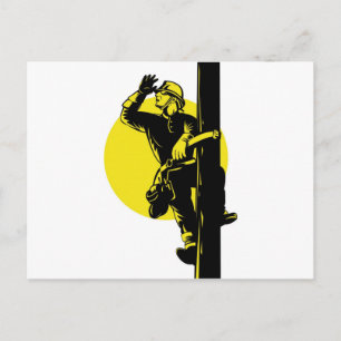 Power Lineman Electrician Electriker Worker Vykort