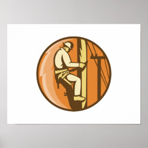 Power Lineman Electrician klättringsverktyg Post Poster