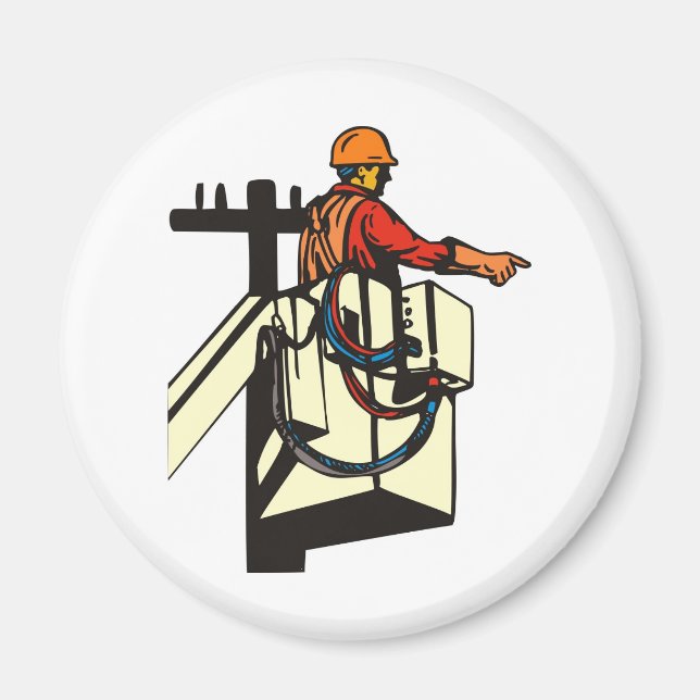 Power Lineman Electrician Worker Magnet (Framsidan)