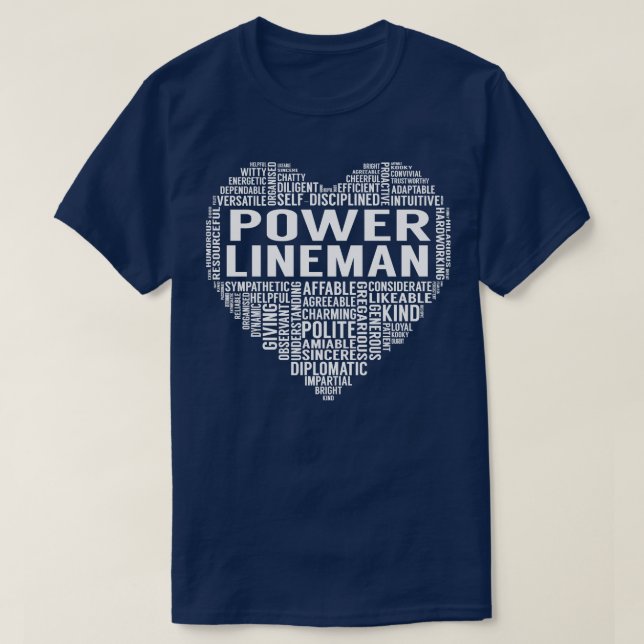 Power Lineman Heart T Shirt (Design framsida)