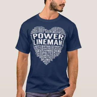 Power Lineman Heart T Shirt