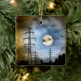 Power Linjer, Santa och Full Moon-jul Julgransprydnad Keramik