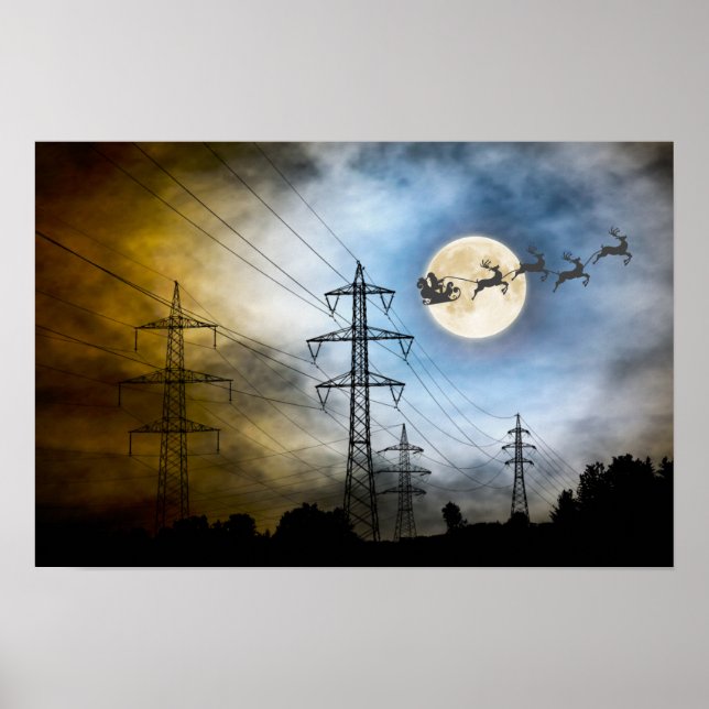 Power Linjer, Santa och Full Moon-jul Poster (Framsidan)