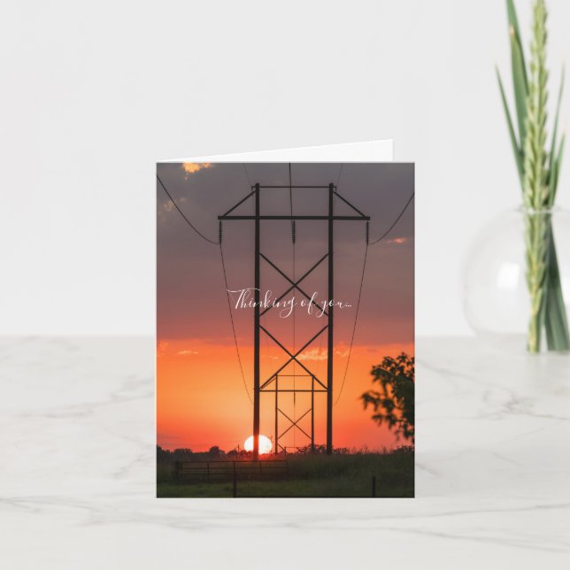 Power Linjer Solset Silhouette-tankning av ditt ko Kort (Framsida)