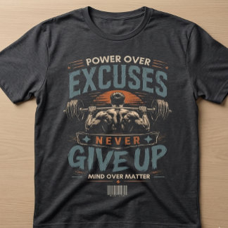 Power Över Ursäkter Aldrig Ge Upp Gym T-Shirt | 