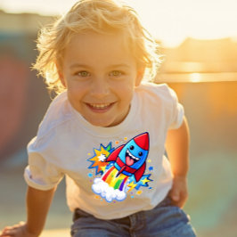 Power Pals™ Rocket Roligt Barn T-Shirt – Söt Rymd