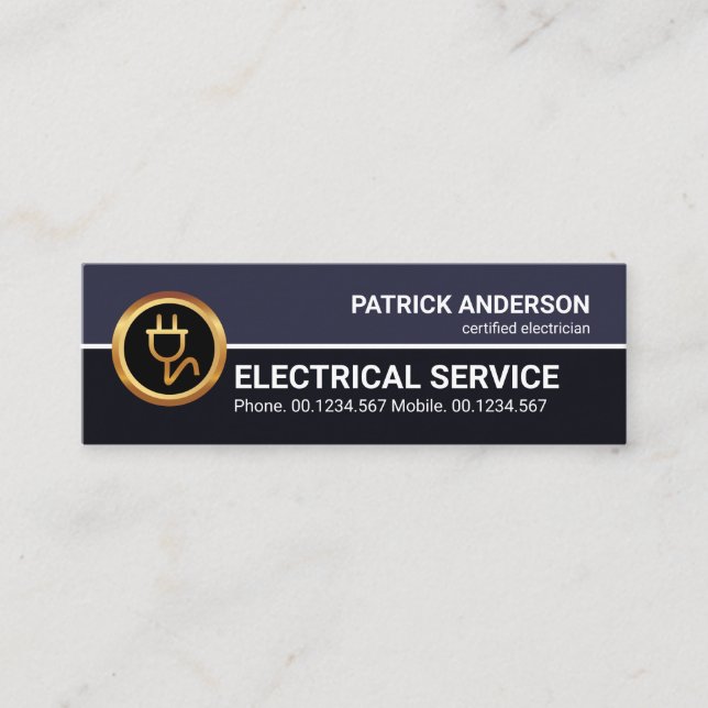 Power Plug för Retro Blue Lagrar Professionell Gul Mini Visitkort (Framsida)