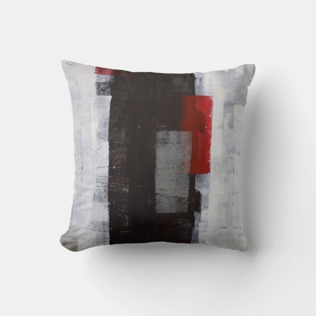 "Power Resa" Black, Grått, Red Abstrakt Art Pillow Kudde (Framsida)