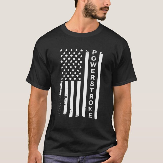 Power Stroke American Flagga T Shirt (Framsida)