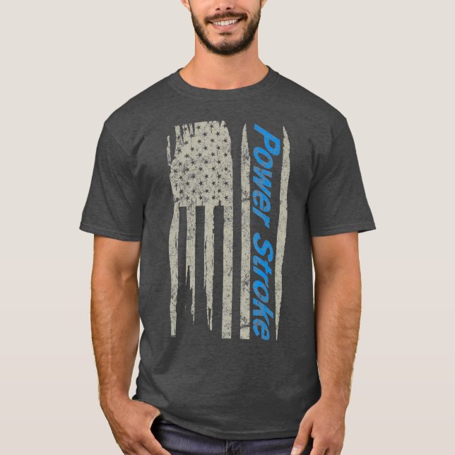 Power Stroke American Flagga T Shirt (Framsida)