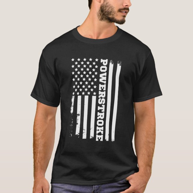 Power Stroke American Flagga T Shirt (Framsida)