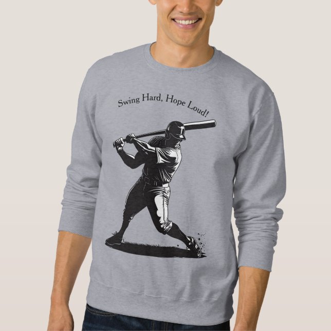 Power Swing – Serieteckning Stil Baseball Design Lång Ärmad Tröja (Framsida)