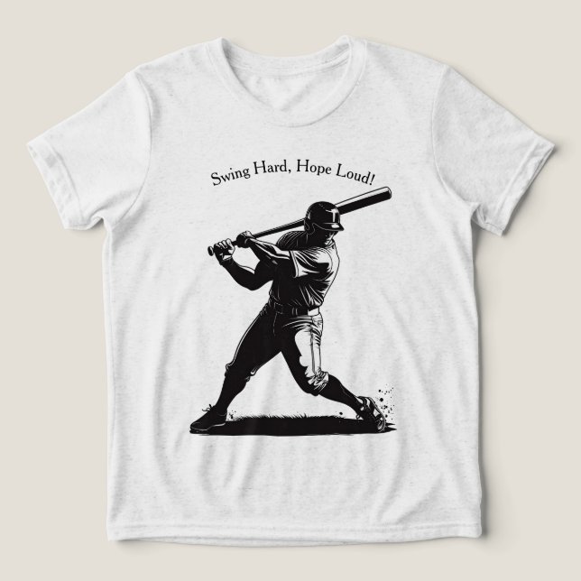 Power Swing - Tecknad Baseball Design Stil T Shirt (Design Framsida)