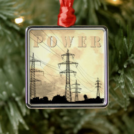 Power Torn och Linjer Electric Power Power Jul Julgransprydnad Metall