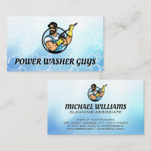 Power Tvättar Guy Logotyp Soap Bubbles Visitkort