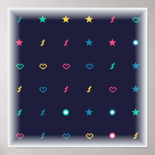 Power-Up-ikoner Mönster - 8-Bitit Videospel Konst Poster (Framsidan)