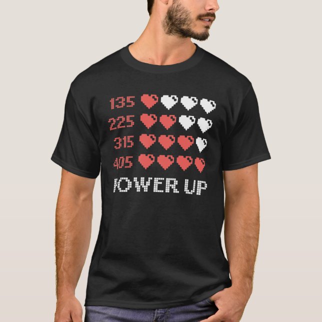 Power Up Pub, Funny, Gamer, Retro, Geek, Nerd T Shirt (Framsida)