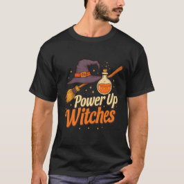 Power Up Witches - Retro Halloween Magic Design T Shirt