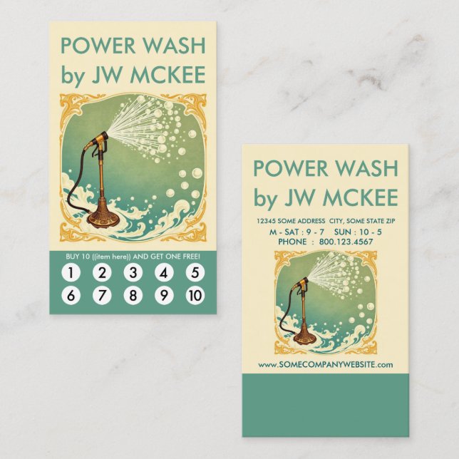 Power Wash-lojalitetsstämpelkort Lojalitetskort (Fram/baksida)