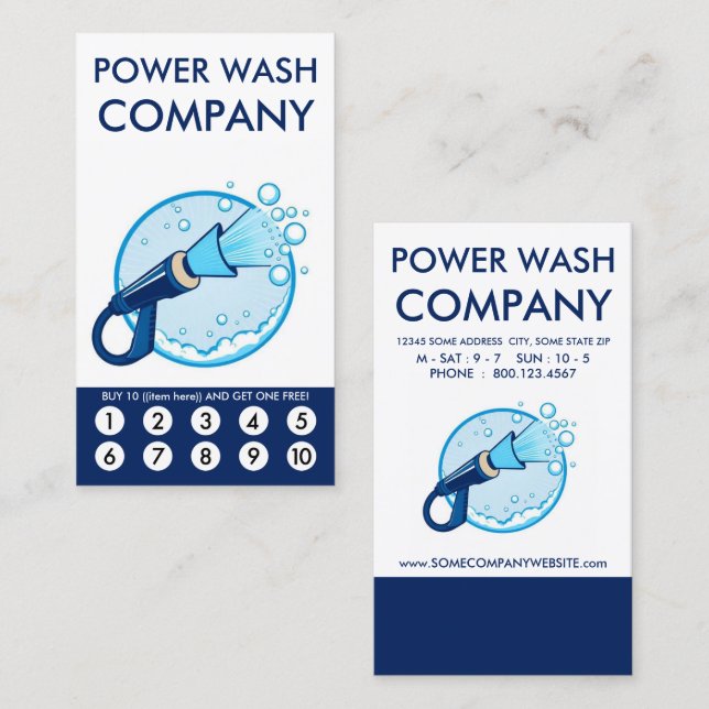 Power Wash Loyalty Punch Card Lojalitetskort (Fram/baksida)