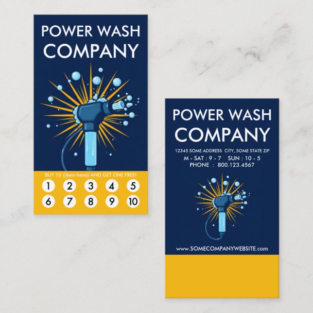 Power Wash Loyalty Punch Card Lojalitetskort (Fram/baksida)