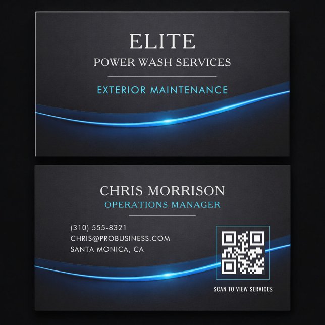 Power Wash Services QR-kod Professionell Visitkort (Skapare uppladdad)