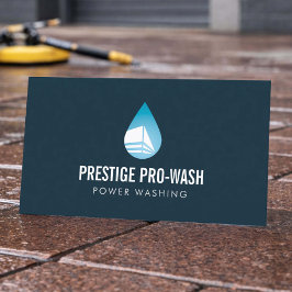 Power Washing Service Modern Logotyp Mörkblå Visitkort