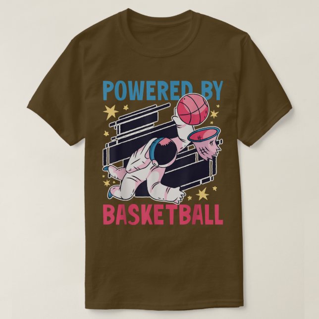 Powered by Basketball with a Astronaut  T Shirt (Design framsida)