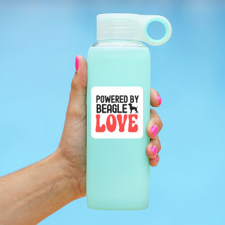 Powered By Beagle Love Fyrkantigt Klistermärke