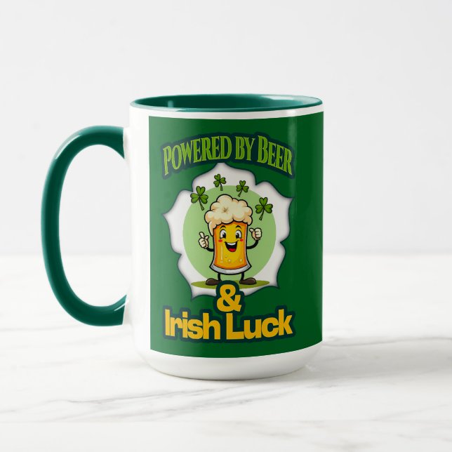 Powered by Beer St Patrick’s Day Shirt – caneca Mugg (Vänster)